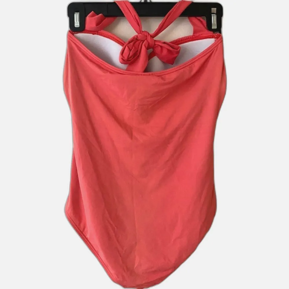 Tommy Bahama One Piece Halter Swimsuit Womens 6 Small Swim Wear Coral Pink Pinup - Image 8