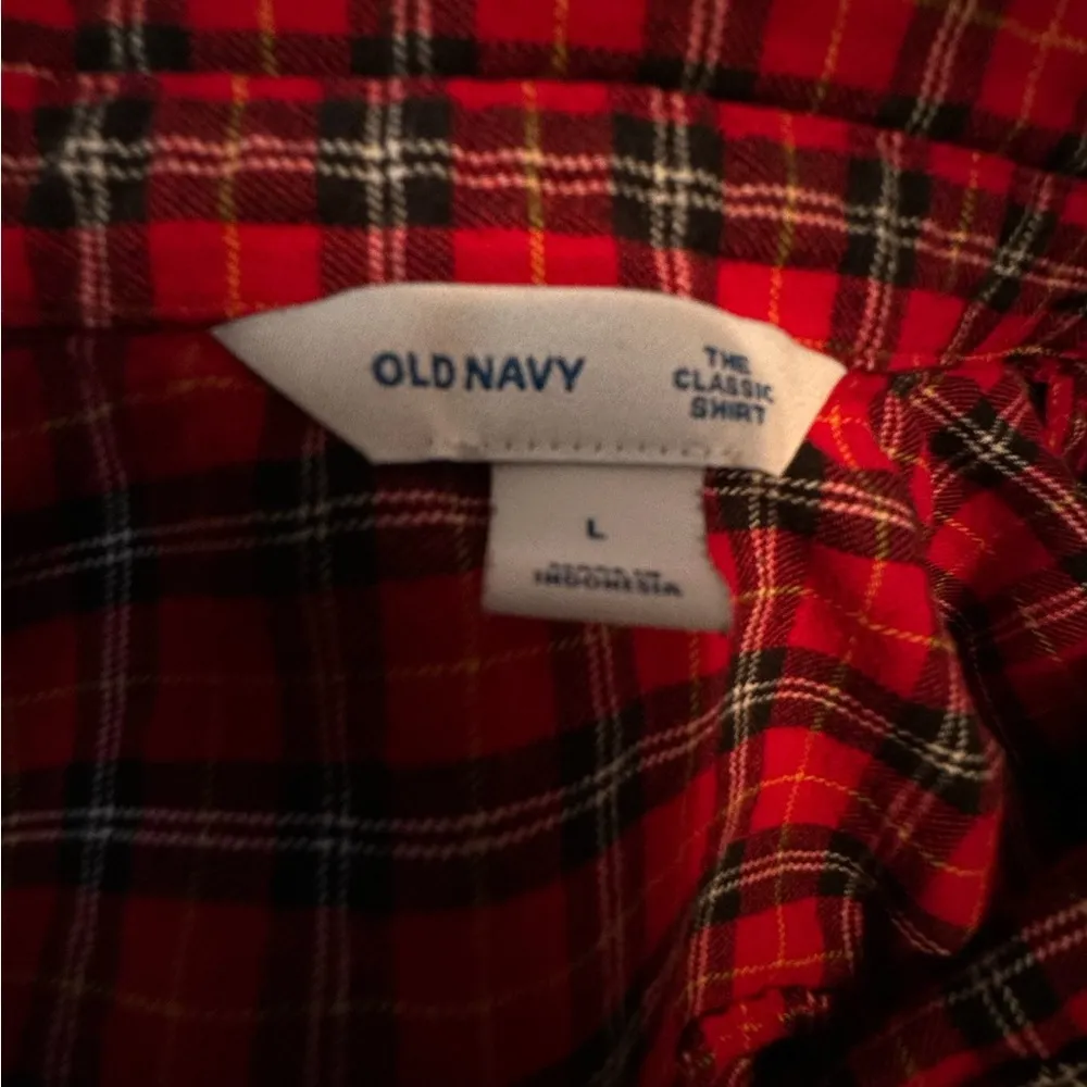 Plaid Flannel Classic Shirt Button Up in Red Tartan Womens Size Large - Image 7