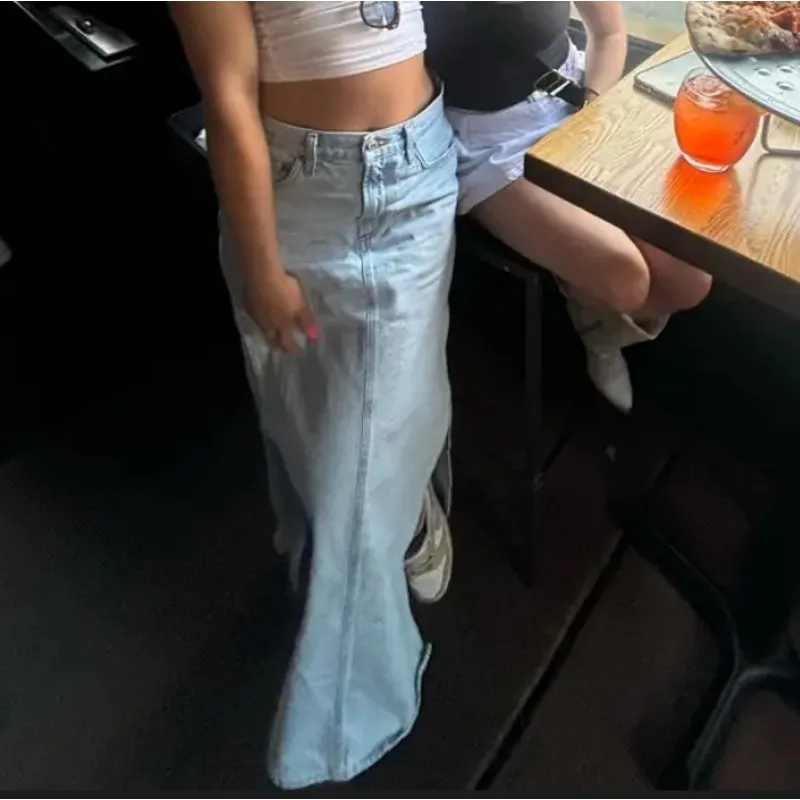 Agolde Denim Maxi Skirt SIZE 27  Jean Slit Western Rigid Country Festival $258 - Image 8