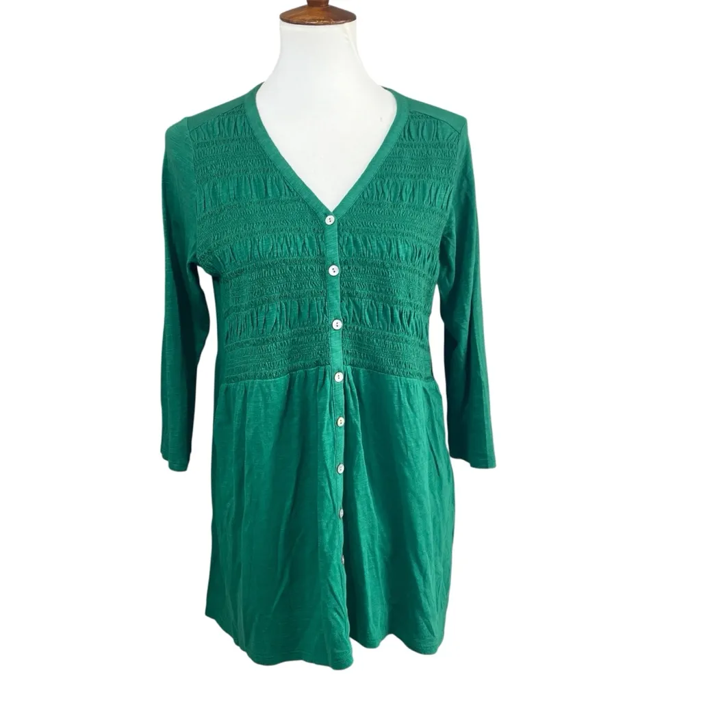 J. Jill Kelly Green Knit top with smocked bodice size small NWT - Image 3