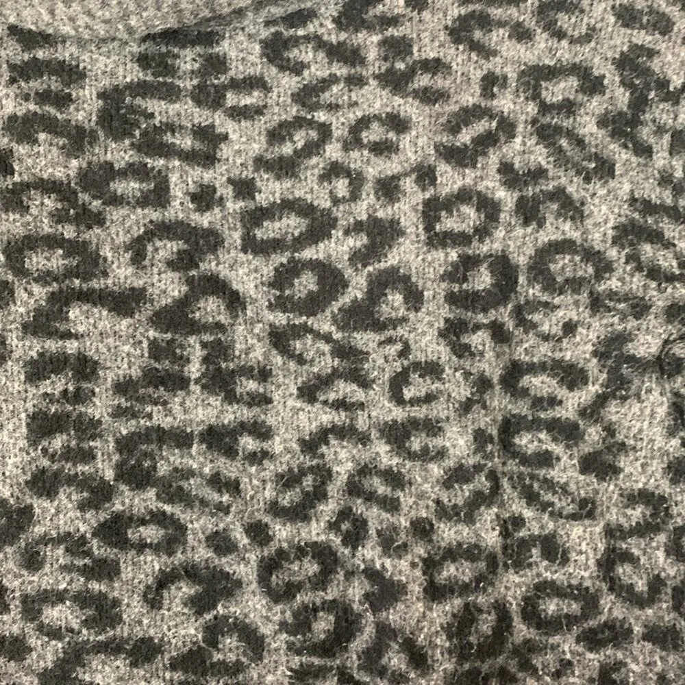 Anthropologie women's small tunic sweater cowl neck gray cheetah wool yak long s - Image 6