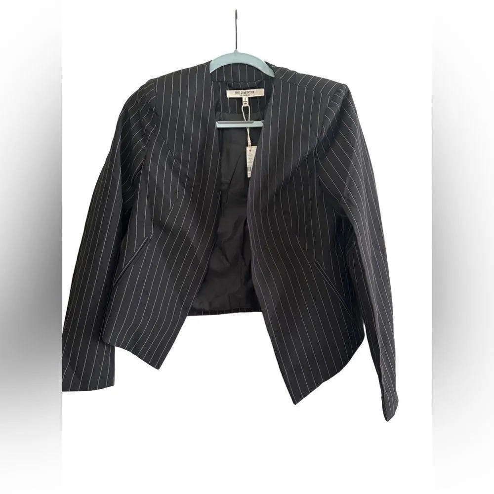 NWOT. Free Generation Pinstripe Open Front Blazer Blazer Size S - Image 3