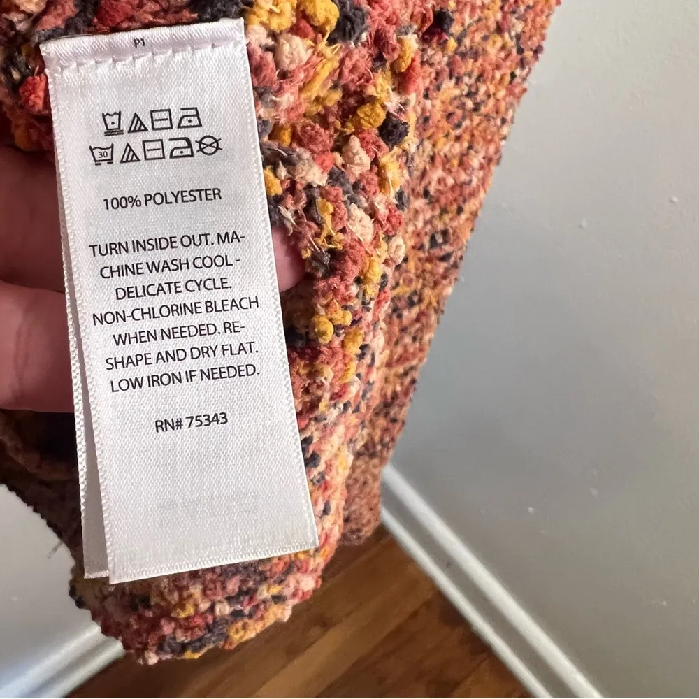 Rachel Zoe Popcorn Yarn Knit Sweater Yellow Pink L - Image 10