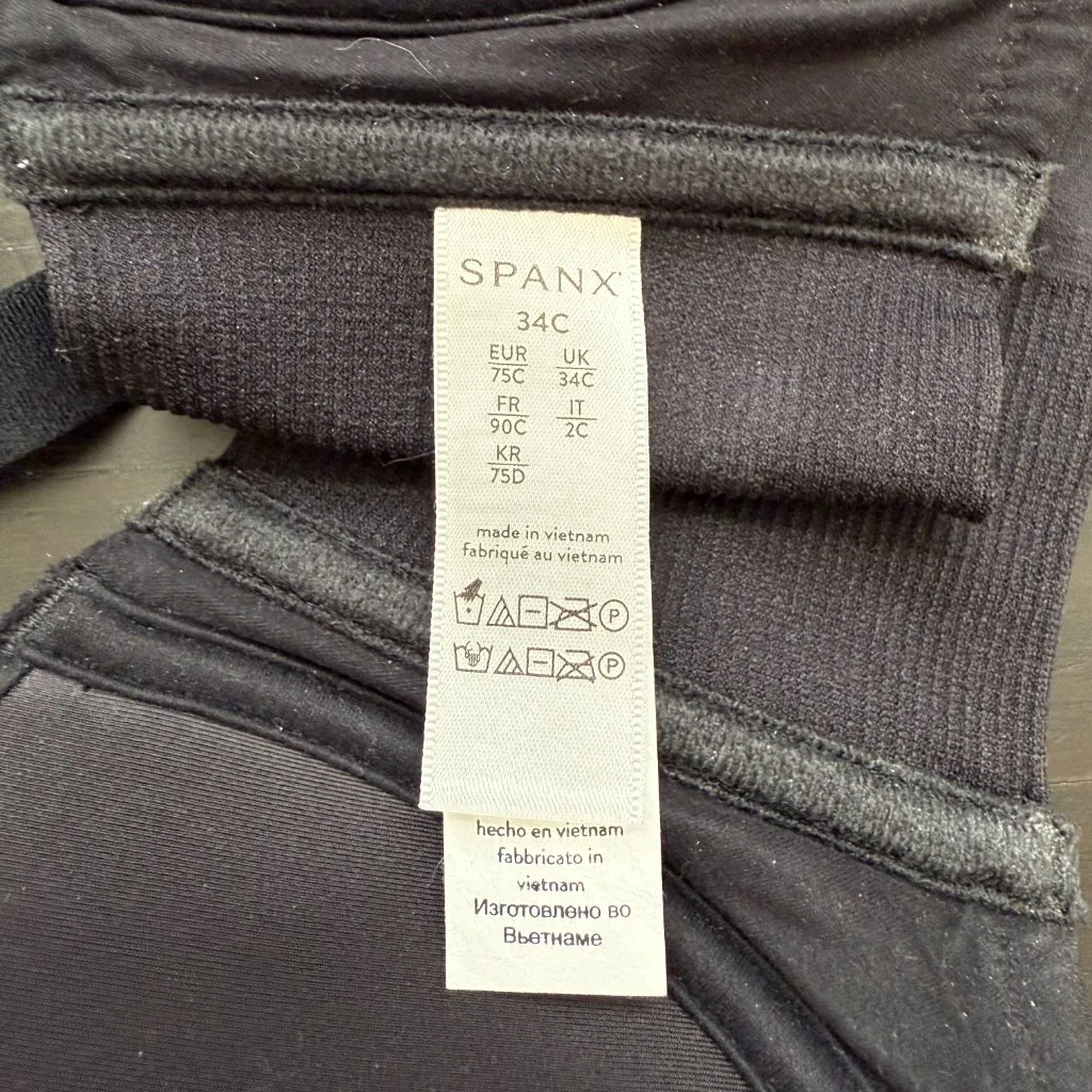 SPANX Adjustable Plunge Wireless Lift Bra Women's 34C Black Front Clasp Comfy - Image 14