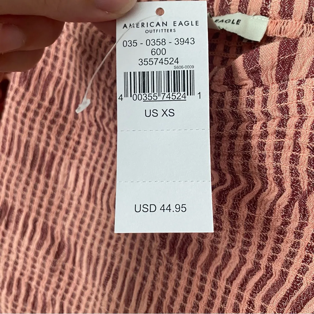 NWT American Eagle Striped Smocked Crop Top - Image 7