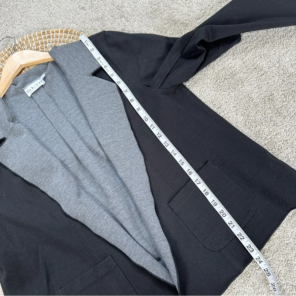 Habitat Women’s Open Front Cardigan Sweater Longlseeve Lagenlook in Black Gray L - Image 11