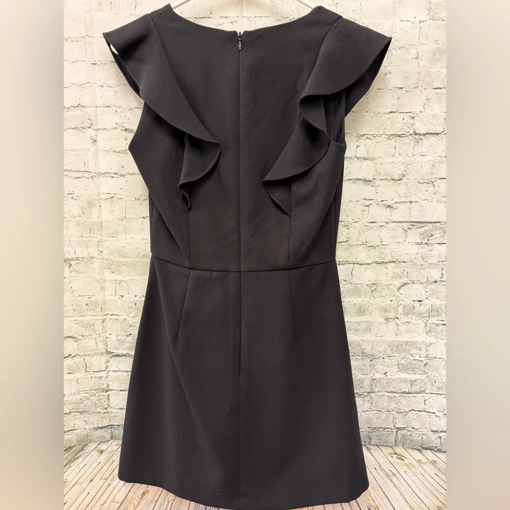 French Connection Black Mini A-line Dress with Ruffles sz 4 - Image 4