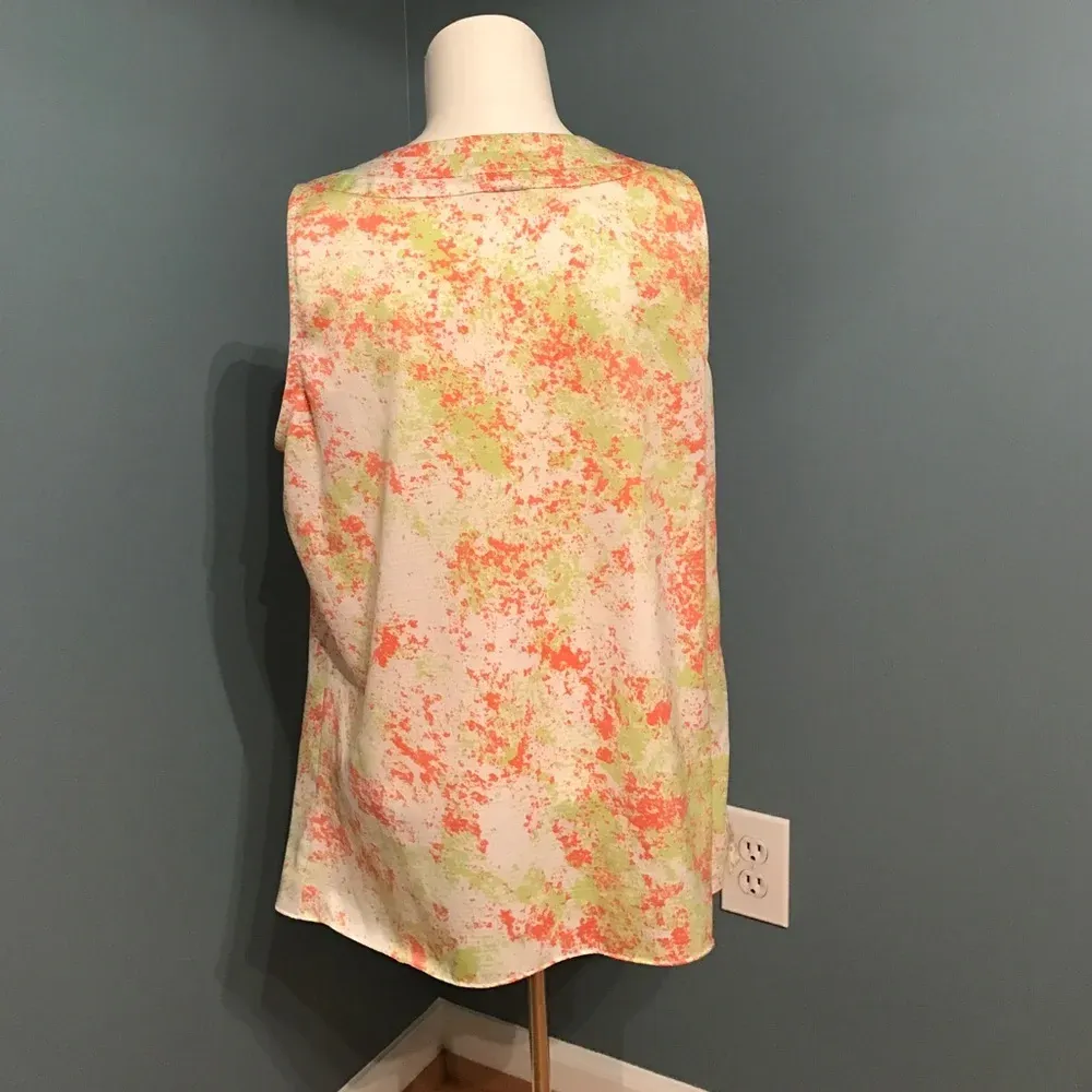 Pink and green splatter tank Anne Klein size large - Image 3