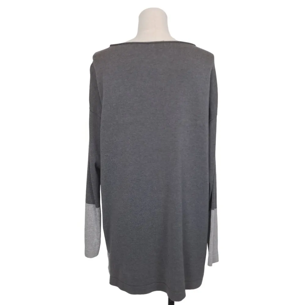 Eileen Fisher Silk Blend Colorblock Sweater Tunic Gray Sz Extra Small - Image 4