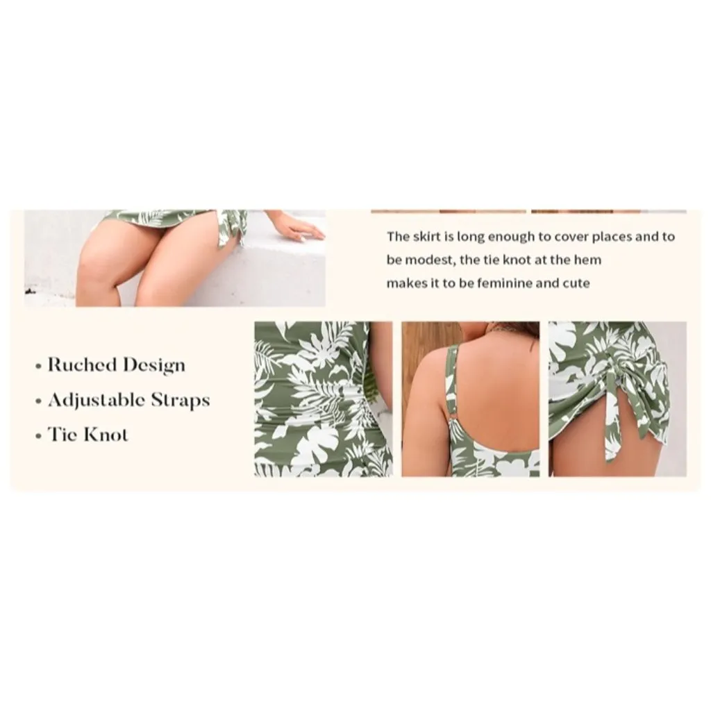 Eomenie 20 Plus Size Slimming Swim Dress One Piece Swimsuit Deep Blue - Image 7