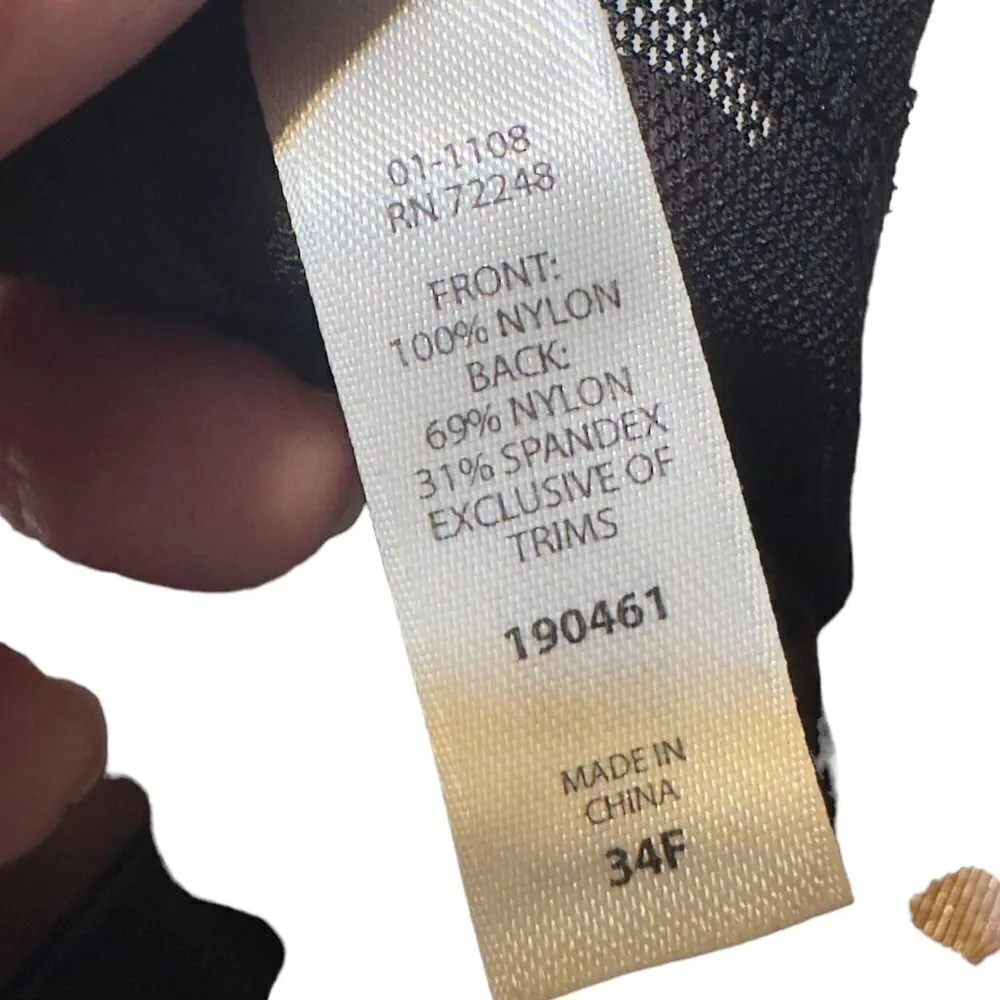 Felina Lace Black Floral Bra Size 34F - Image 7