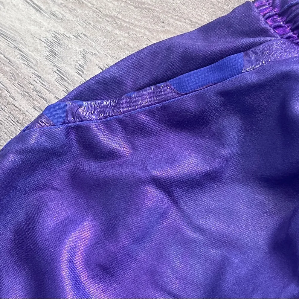 Women's Metallic Shorts Shiny Elastic Waist Sparkly Yoga Hot Booty Dance Small Purple - Image 5
