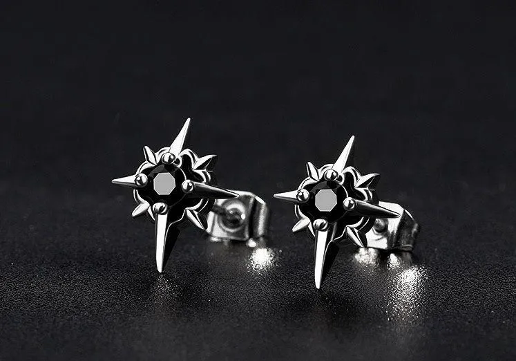 925 Silver Plated CZ Star Stud Earrings for Men Women,Star Earrings - Image 4