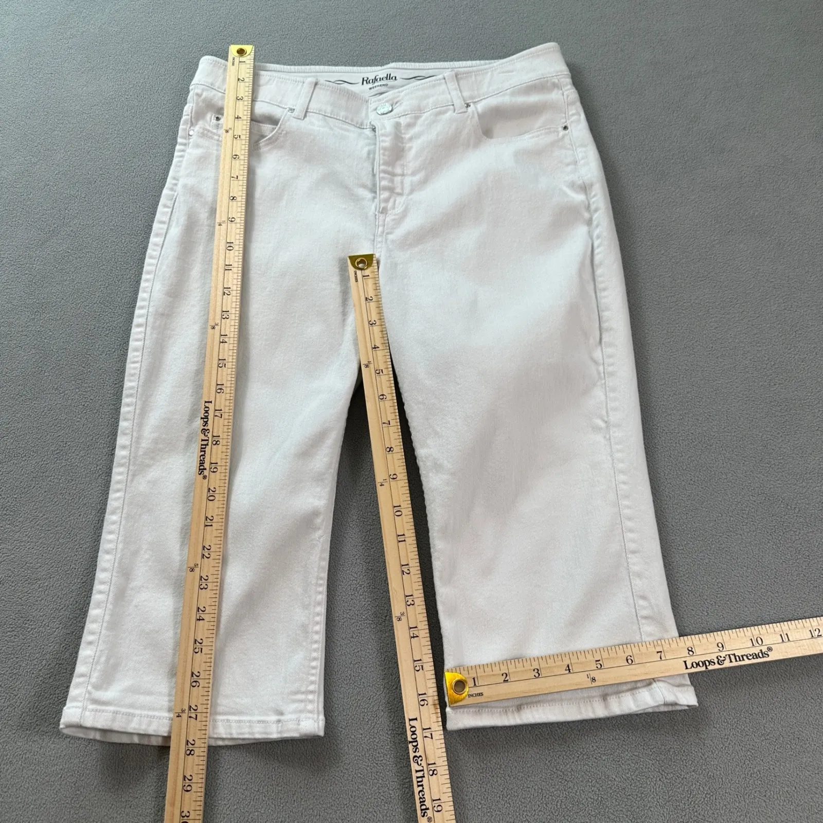 Rafaella Jeans Cropped Womens 12 White Weekend High Rise Straight Leg Denim - Image 4