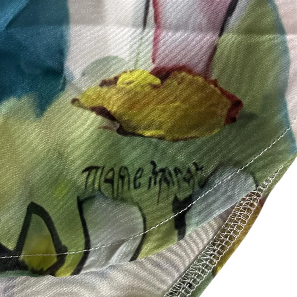 Parisian Oil Painting Print Button Down Blouse Large Multiple Size M - Image 6