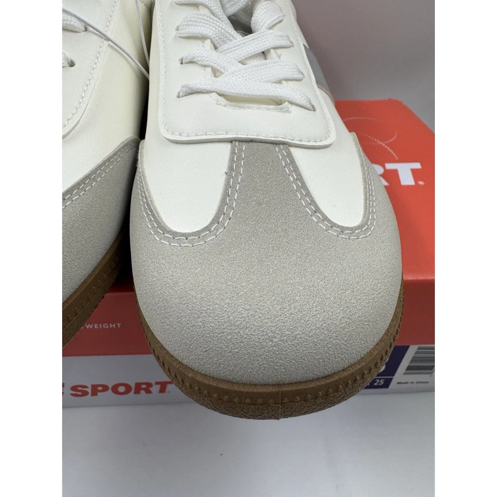 New J Sport Cecily Women’s Sneaker Suede White/Grey Low Top Shoes Size 8 US White - Image 4