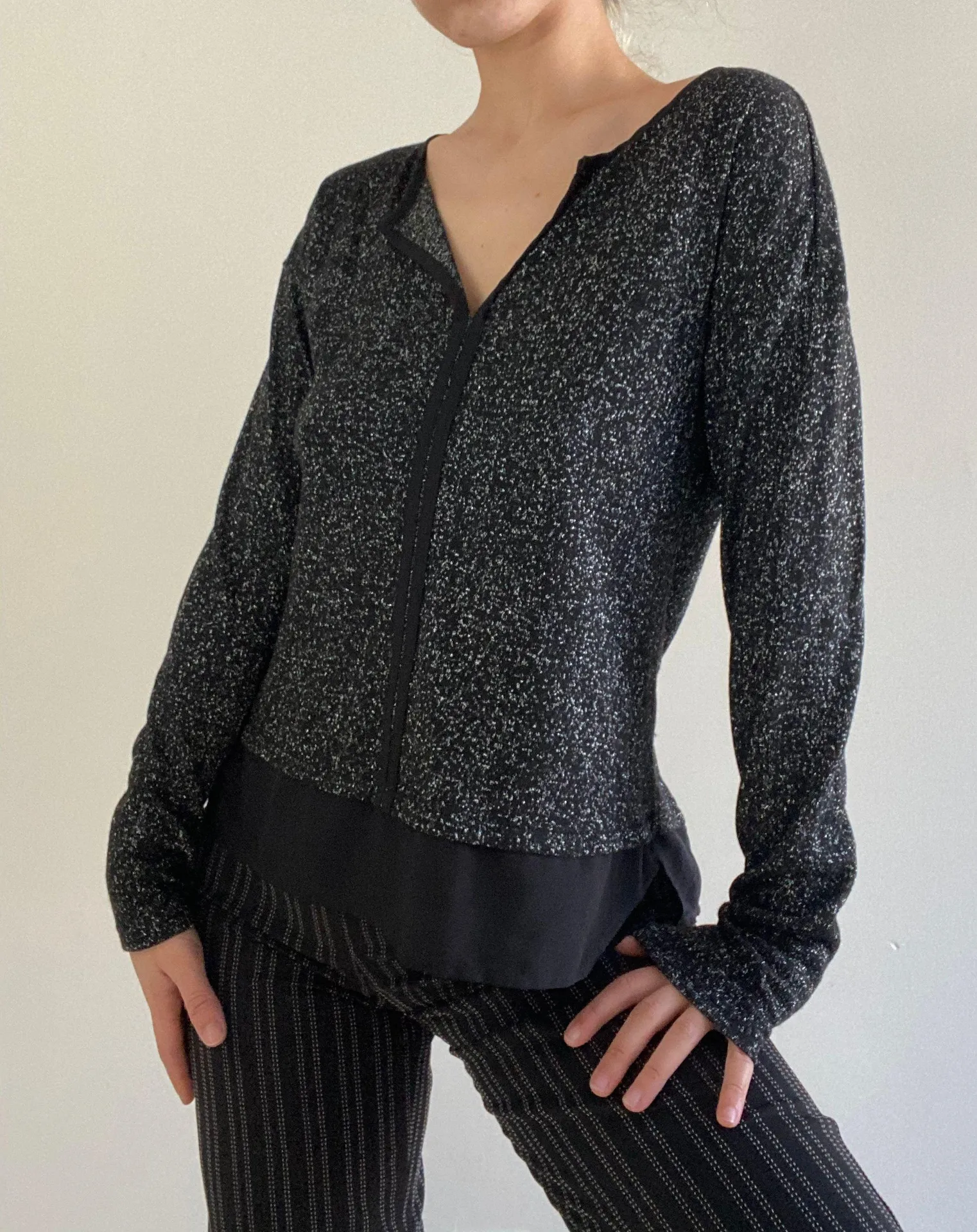 Knit Metallic Black Sweater Top Small - Image 4