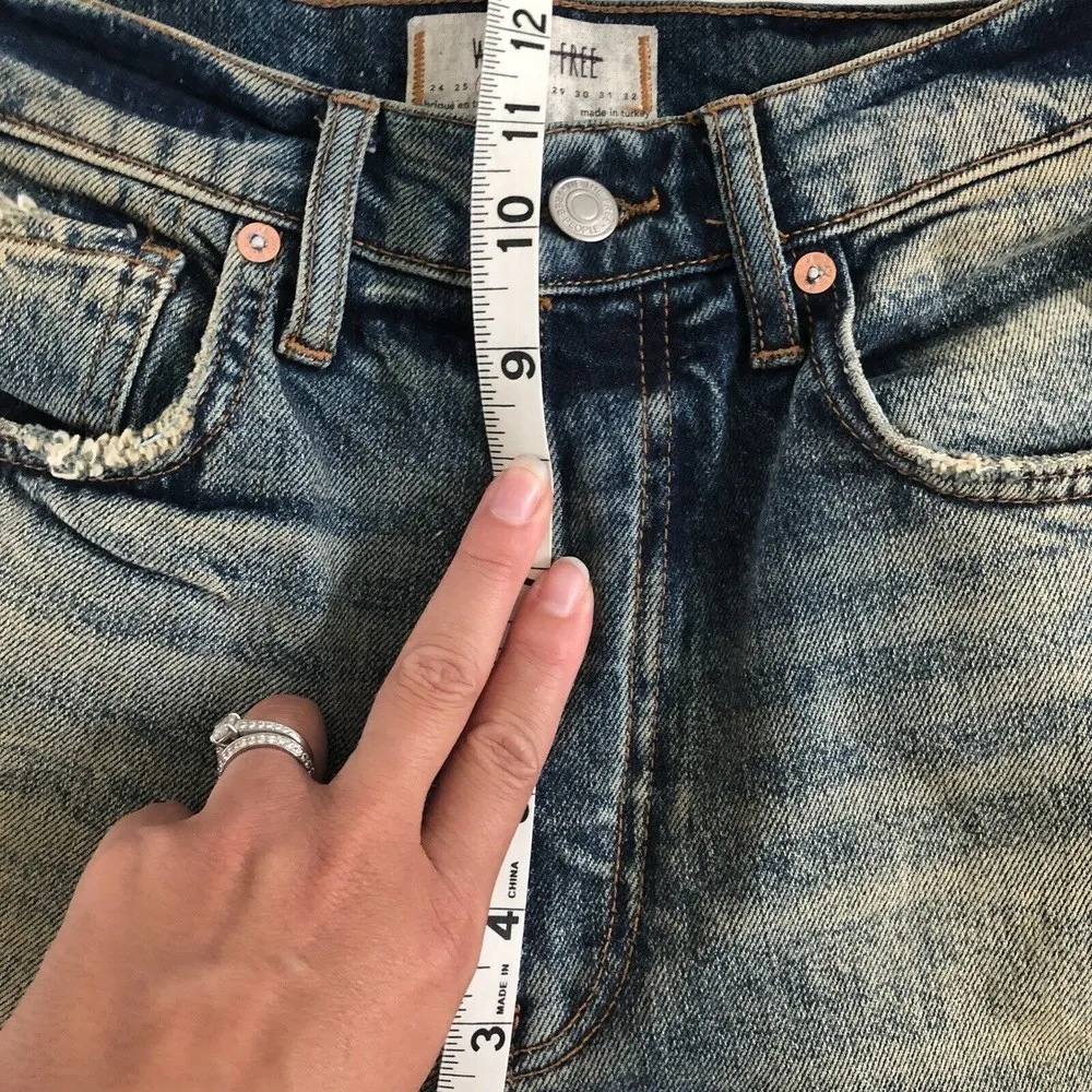 NEW WE THE FREE PEOPLE Women 26 High Rise Skinny Button Raw Hem Distressed Jeans - Image 7