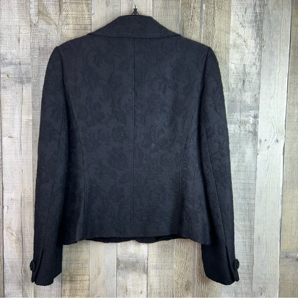 Ann Taylor sz8 (FLAWED) Brocade Floral Design Black Jacket Lined Sparkly… - Image 3