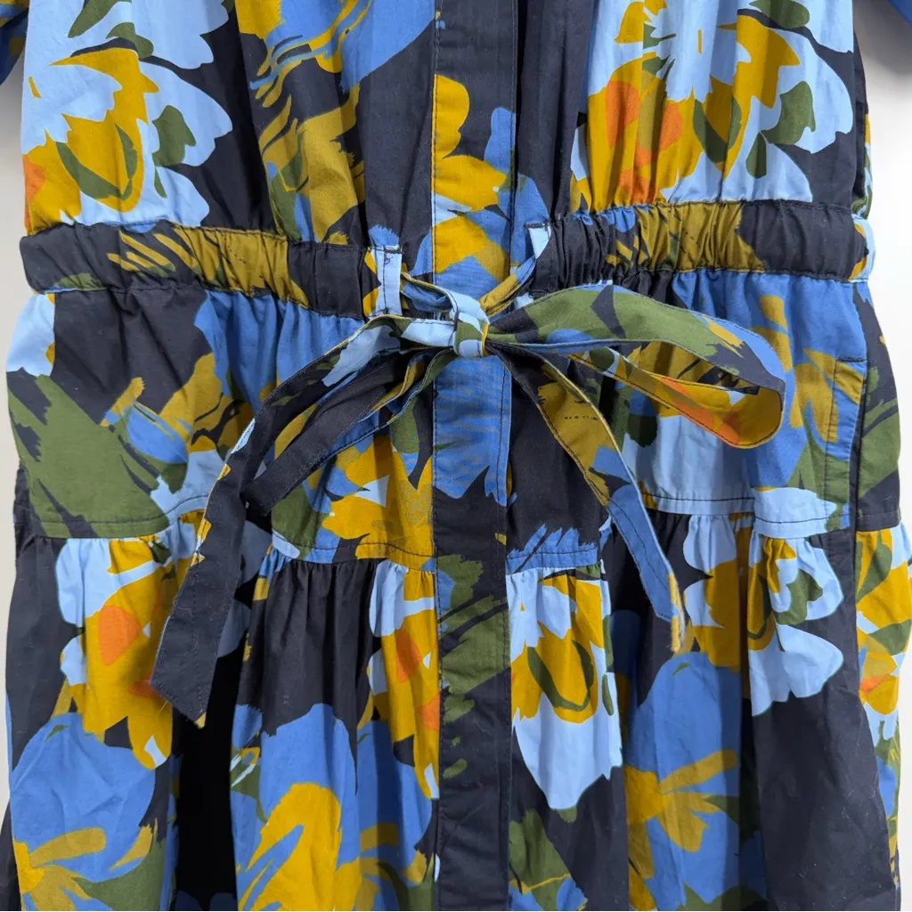 Free Assembly cotton midi dress with puff sleeves size L NWT blue floral Size L - Image 4