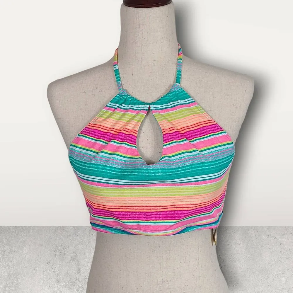 NWT Hobie Salt Air Stripe Keyhole High Neck Bikini Top Size Large - Image 3