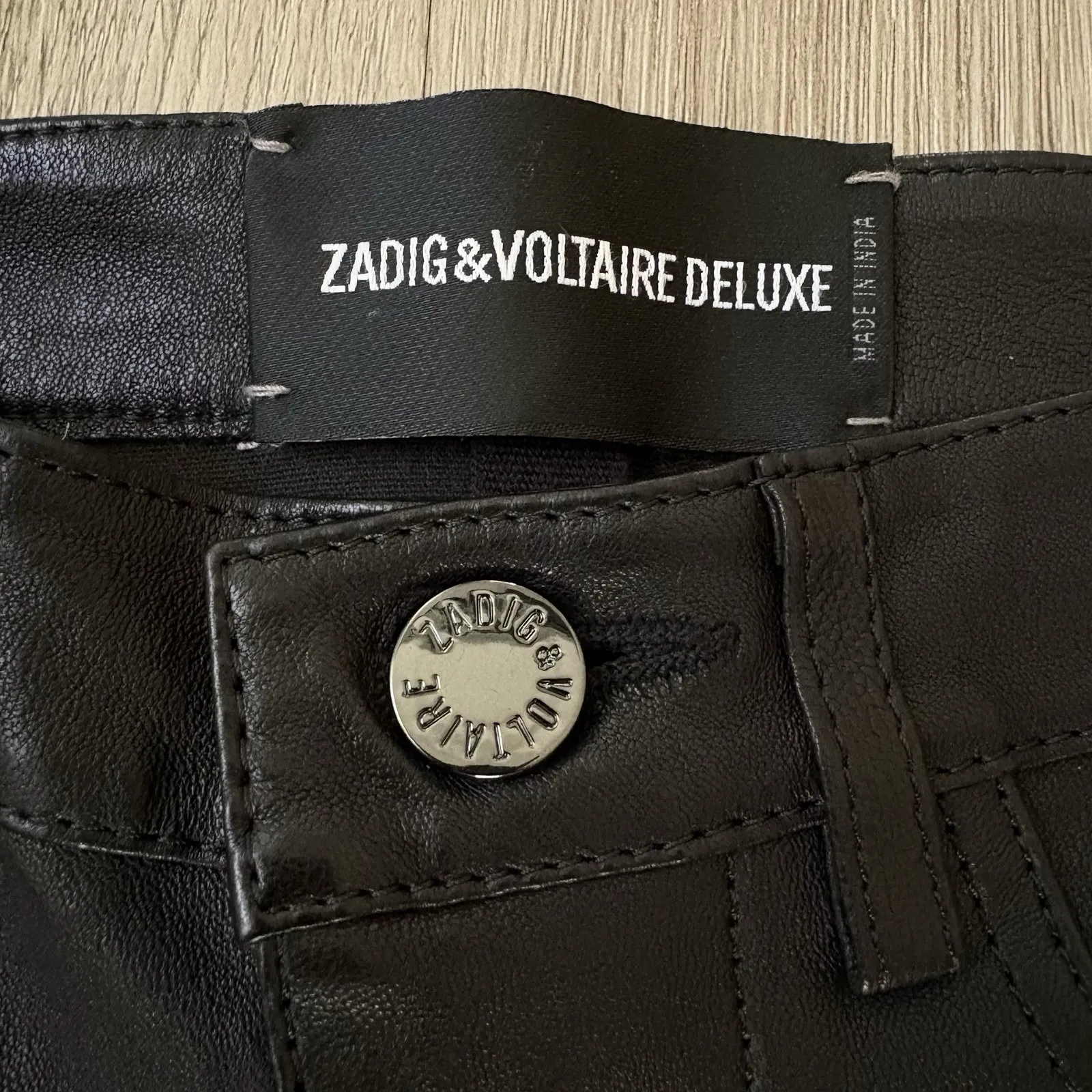 Zadig & Voltaire Women's Pharly Deluxe Lamb Leather Skinny Pant Emo Grunge 26x31 - Image 4