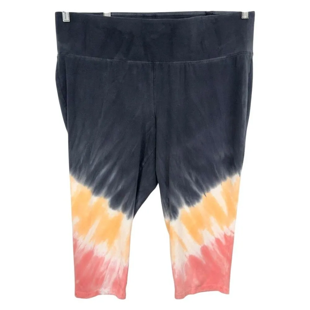 Lane Bryant LIVI Plus Size 22 24 Leggings Cropped Black Pink Dip Dye Pull On 520 - Image 8