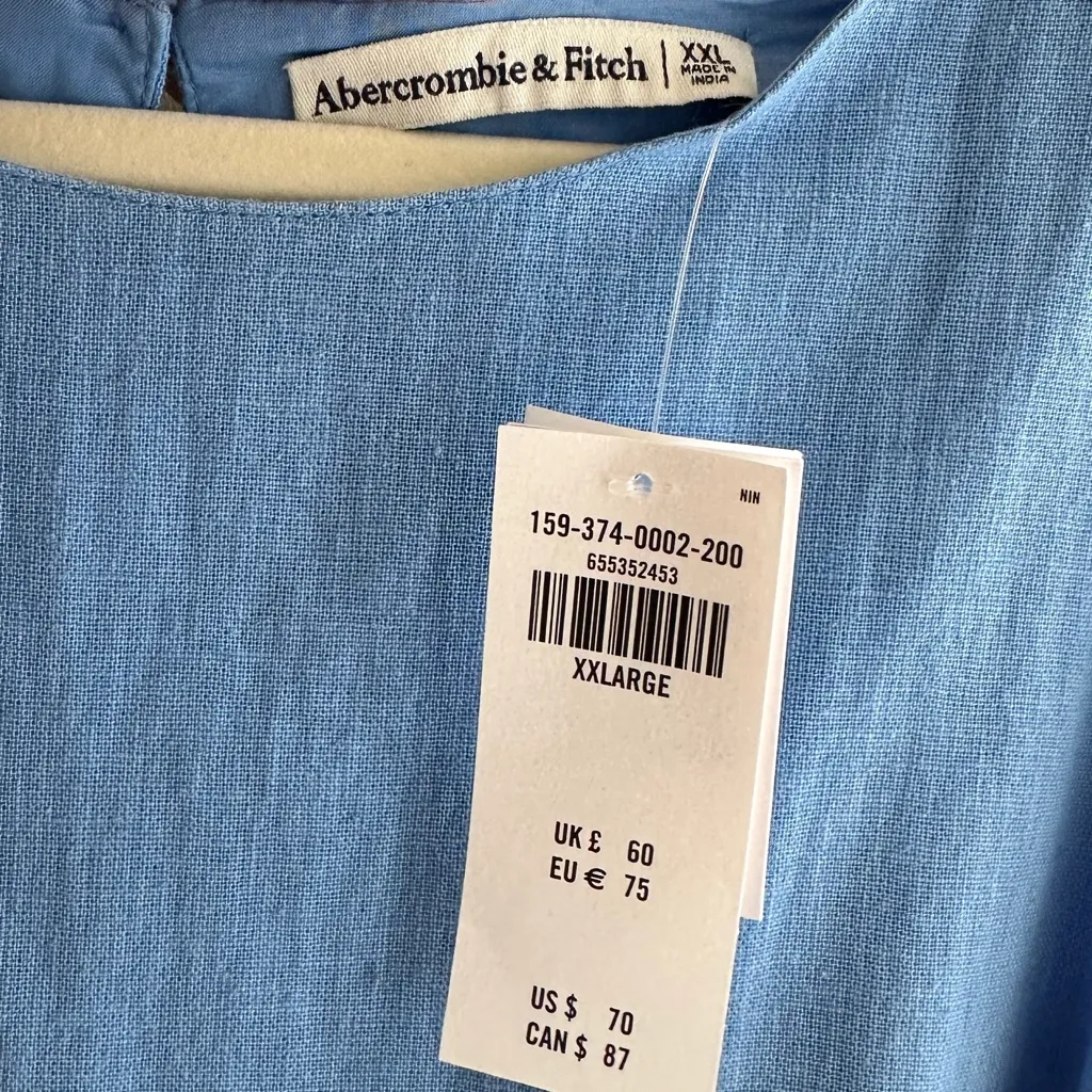 Abercrombie & Fitch A-Line Linen Dress, Bright Blue, Size XXL, NWT - Image 10