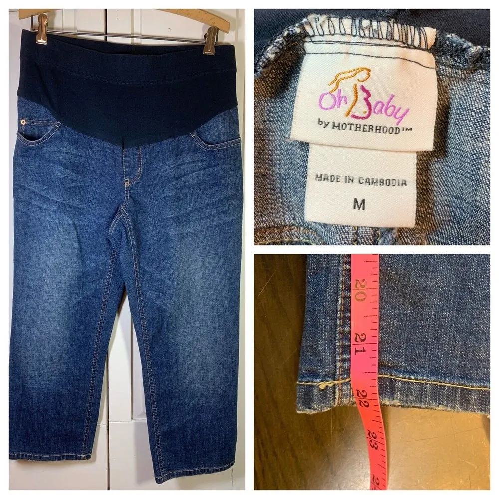 Oh Baby Motherhood Maternity Denim Crop Jeans‎ Medium Basic Everyday Minimalist - Image 2
