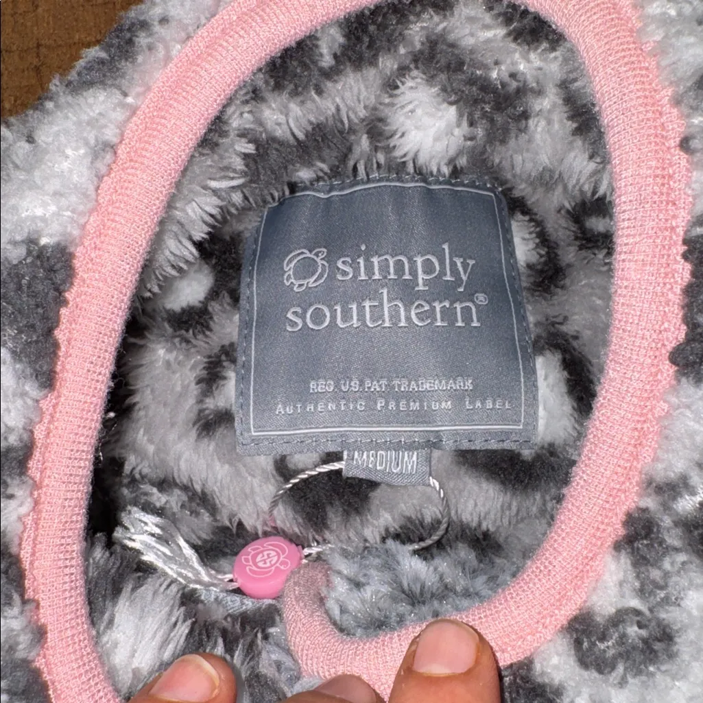 Simply Southern Gray and Pink Fleece Pullover - Image 2