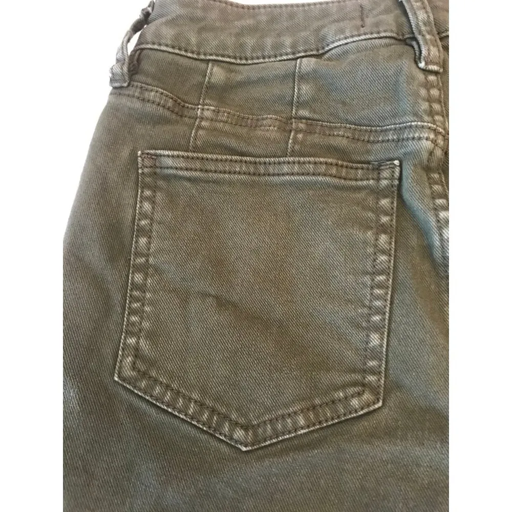 Free people We the free army green button fly denim shorts size 0 - Image 6