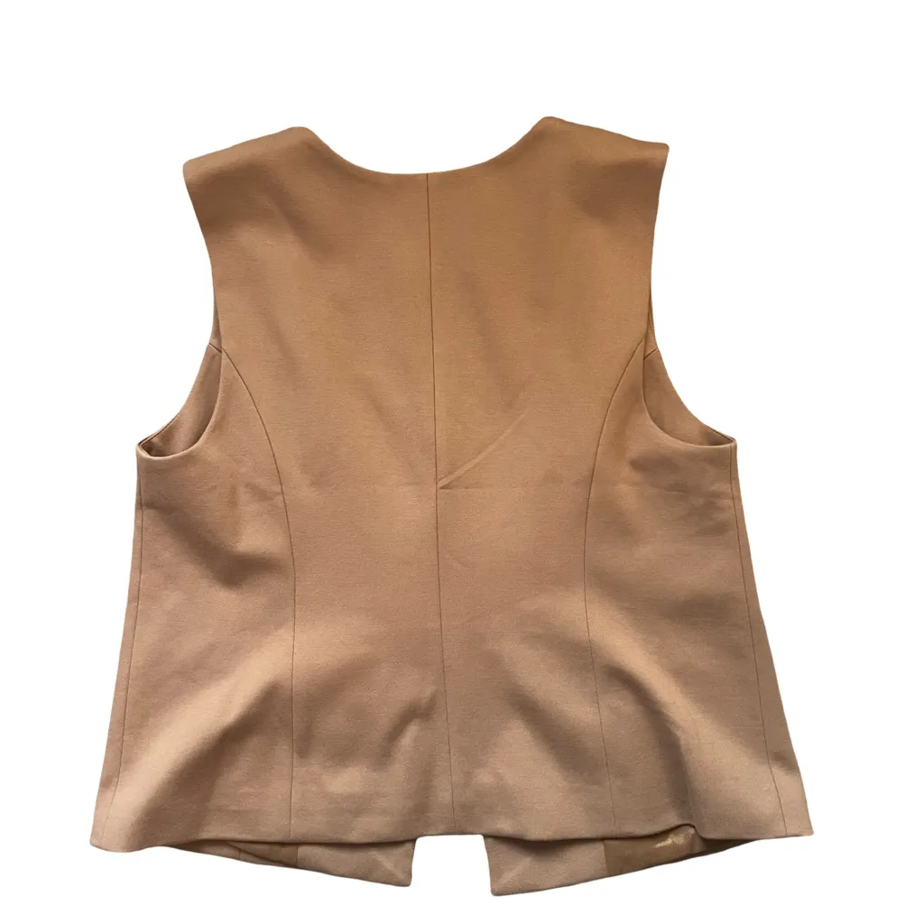 Susan Graver Tailored Smart Ponte Button Front Vest - Camel - Medium - Image 4