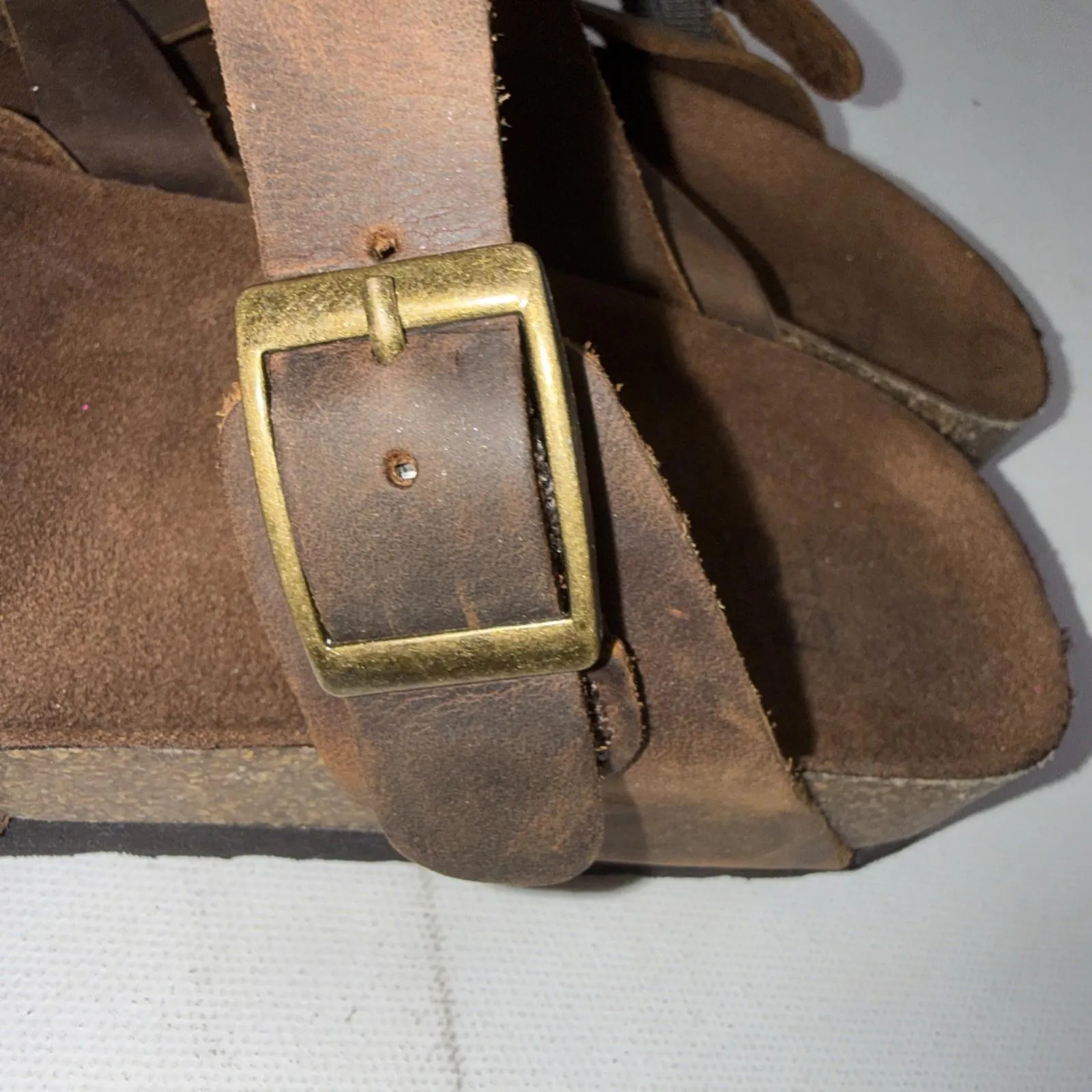 White Mountain Comfortable Gracie Leather Gorpcore Brown Boho Sandal Size 7M - Image 4