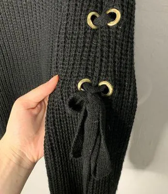 Moral Fiber Black Knit Self Tie Sweater - Image 3