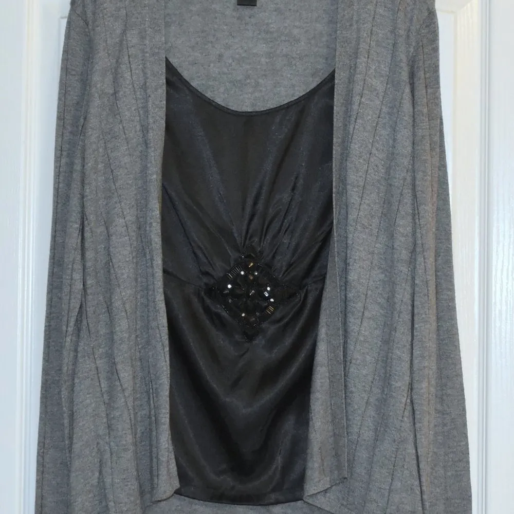 AUGUST SILK EMBELLISHED OPEN FRONT LONG SLEEVE CARDIGAN, SIZE LARGE, EUC… - Image 11