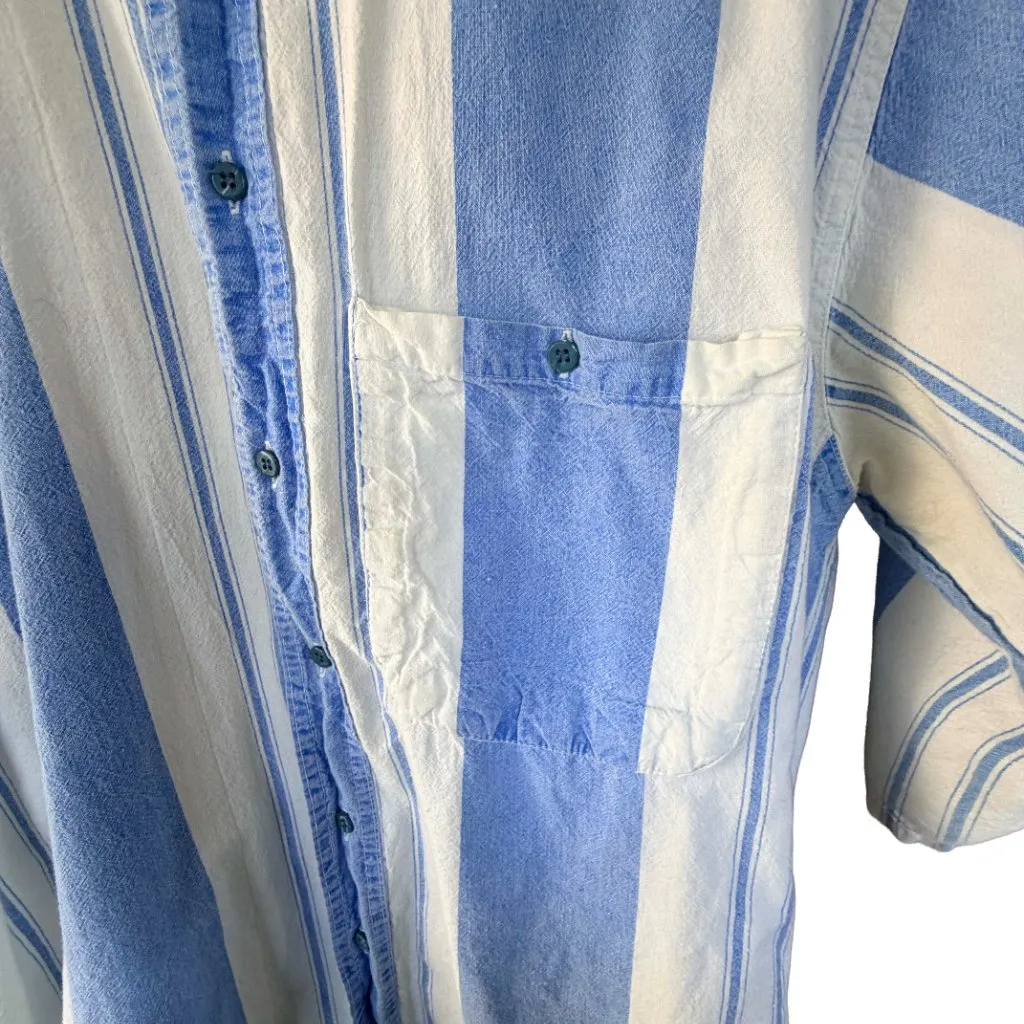 Santana Collection Vintage Striped Button Up Shirt Oversized Grunge Coastal L White Size L - Image 6