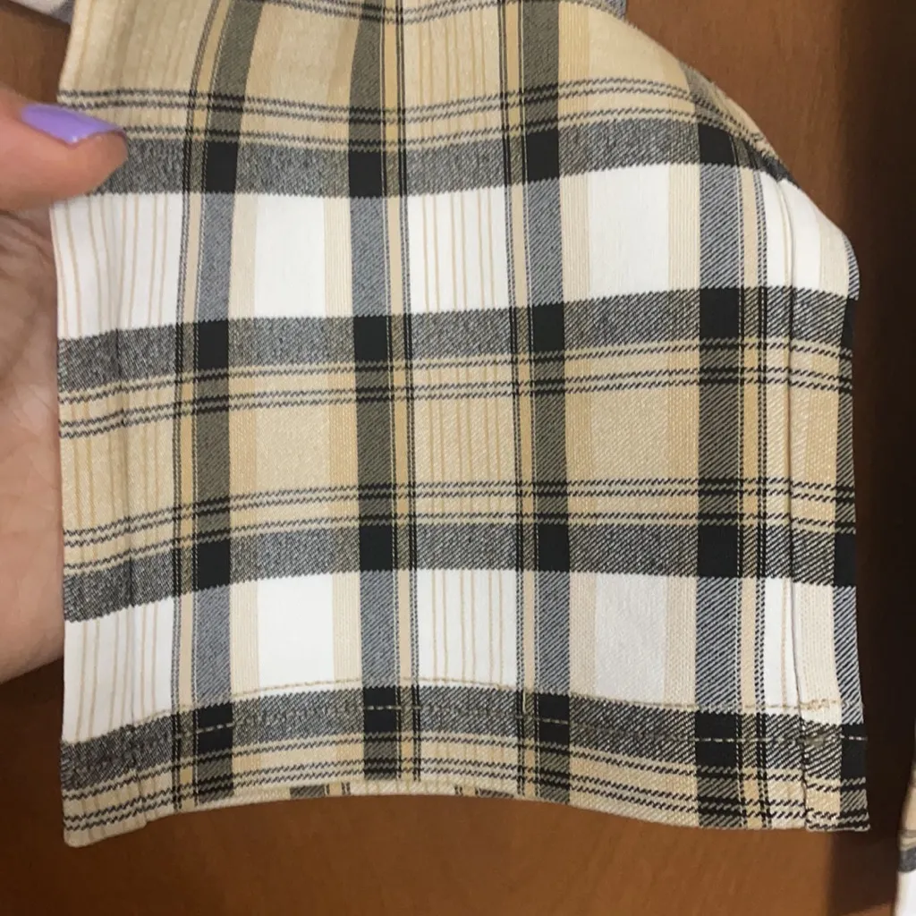 Patricia Luca high waisted Capri in khaki plaid Tan Size L - Image 6