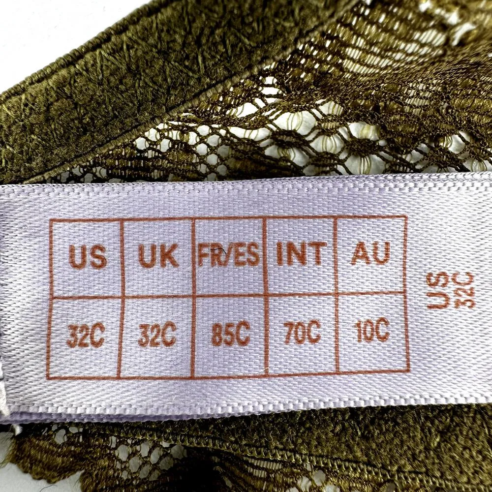 Savage X Fenty Floral Lace Unpadded Bra Underwire Unlined Adjustable Green 32C Size undefined - Image 3