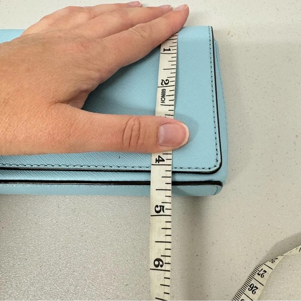 Kate Spade Mint Green Leather Square Clutch Handbag Purse Silver Hardware - Image 6