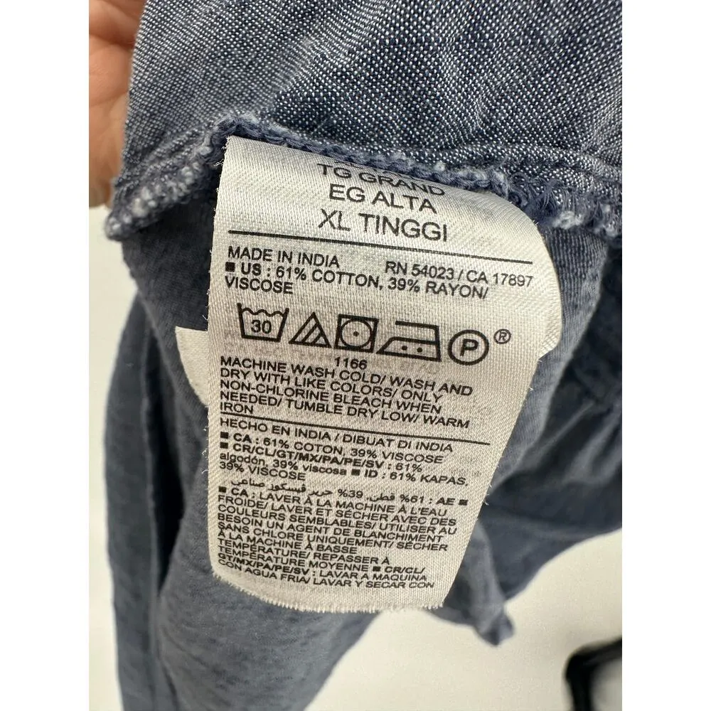 Old Navy Womens Chambray Denim Maxi Dress Size XL Tall Milkmaid Cottagecore - Image 8