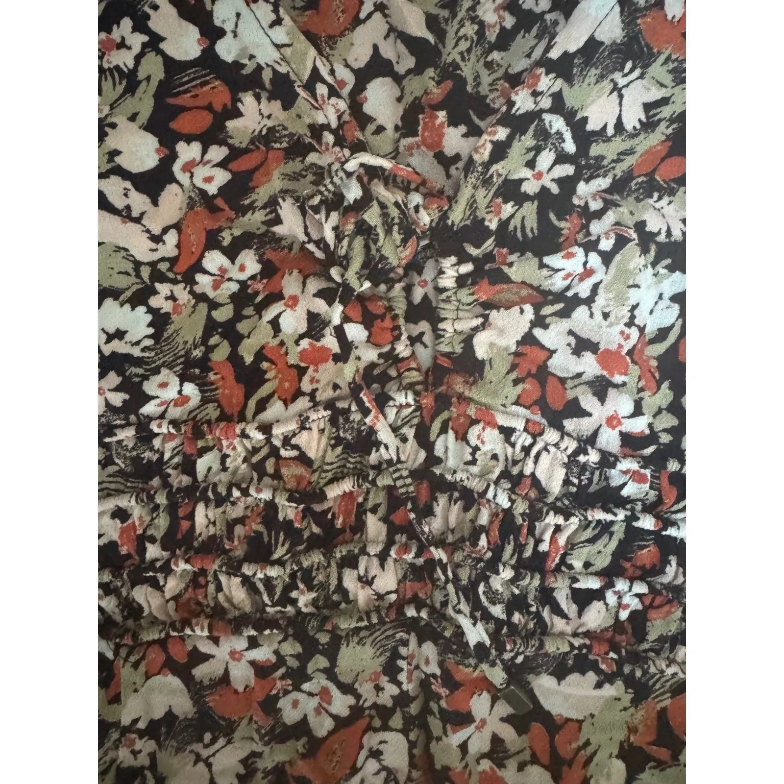 Free People Floral Print Mini Dress Size 10 Short Sleeve Black Multicolor - Image 3