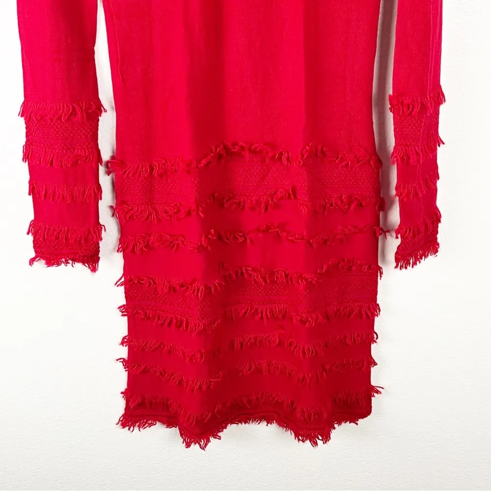 TRINA TURK 100% Merino Wool Sass Fringe Long Sleeves Sweater Dress, Size XS - Image 5