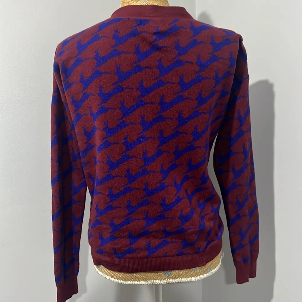 Madewell Wallace Women's Red Rabbit Print Long Sleeve Cardigan Size S - Image 3