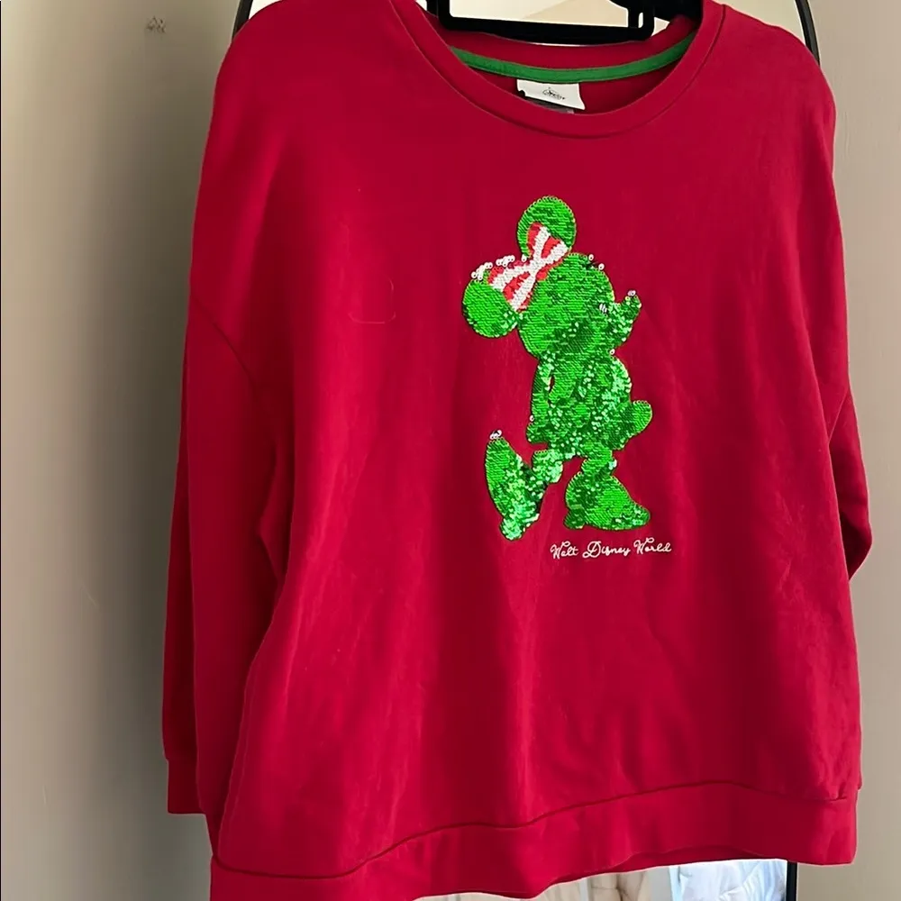 Disney World Red Disney Sweater with Green Sequin Mickey - Image 2