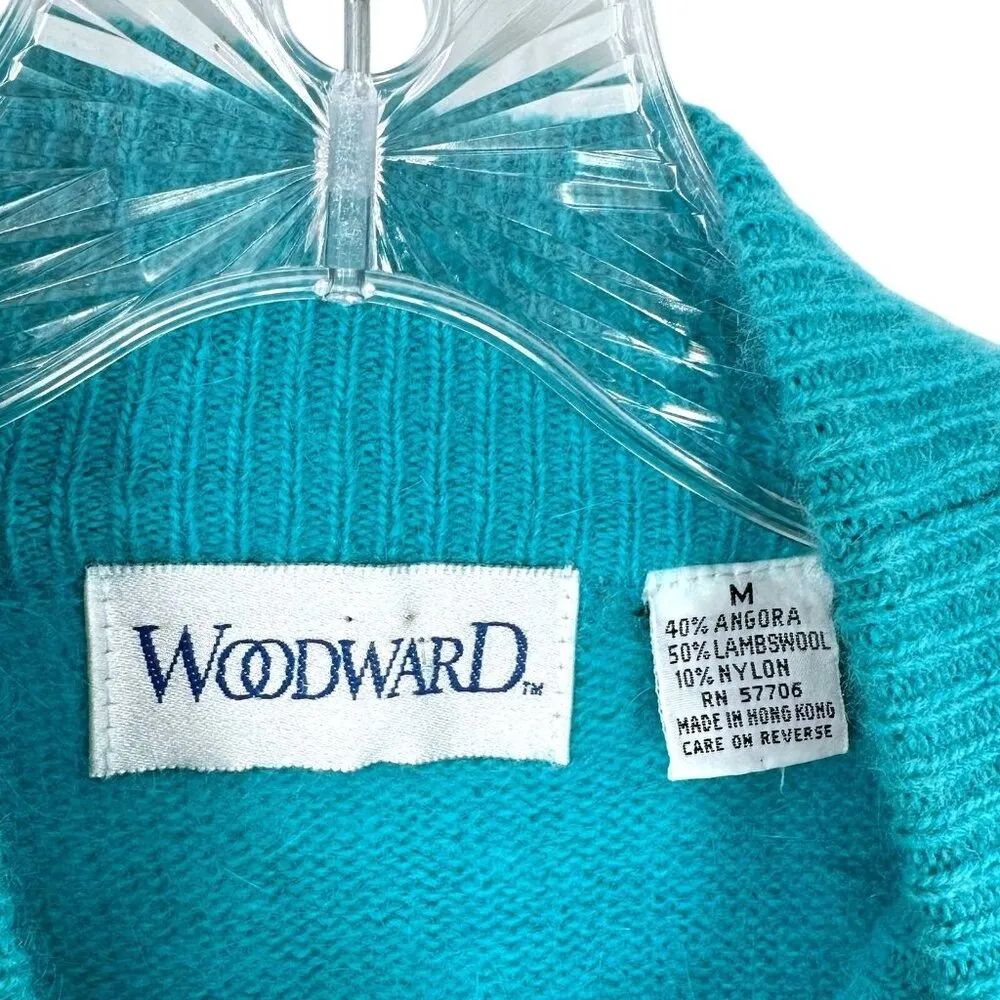 Vintage 80's Robins Egg Blue Angora Fuzzy Soft Mock Neck Sweater Size Medium - Image 6