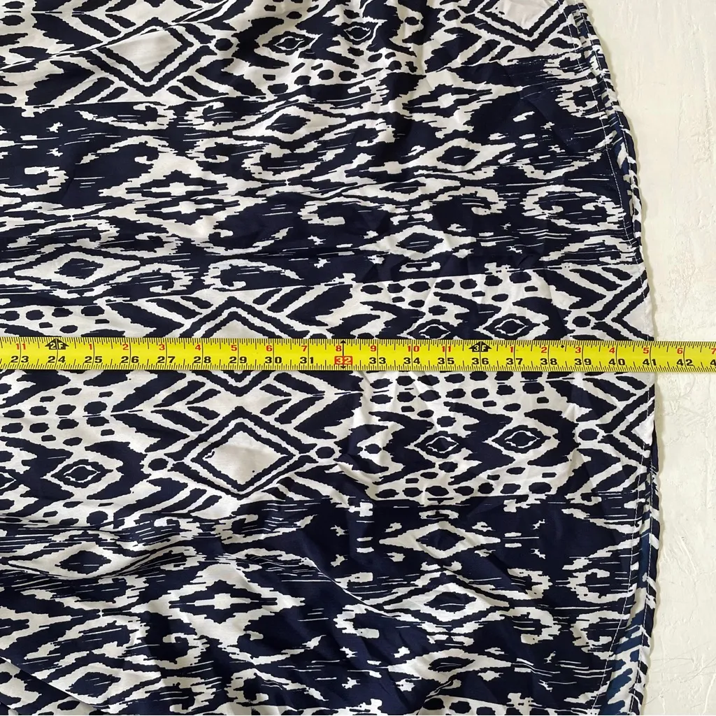 Rebellion Again Full A- Line Maxi Skirt Floral Aztec Ikat Fall Blue Motif S NWT - Image 9