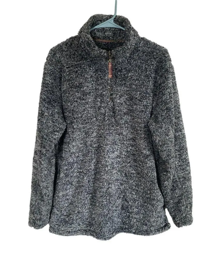 Alpine Sherpa women's M gray quarter zip pullover long sleeve zip up collared Size M - Image 2