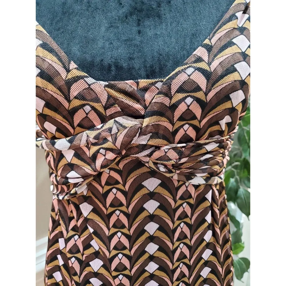 Mixit Womens Brown 100% Nylon Sleeveless Scoop Neck Knee Length Dress Medium - Image 3