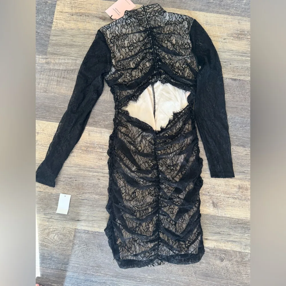 AVEC LES FILLES Women Dress Medium Ruched Lace Back-Cutout Dress Black Lined - Image 7