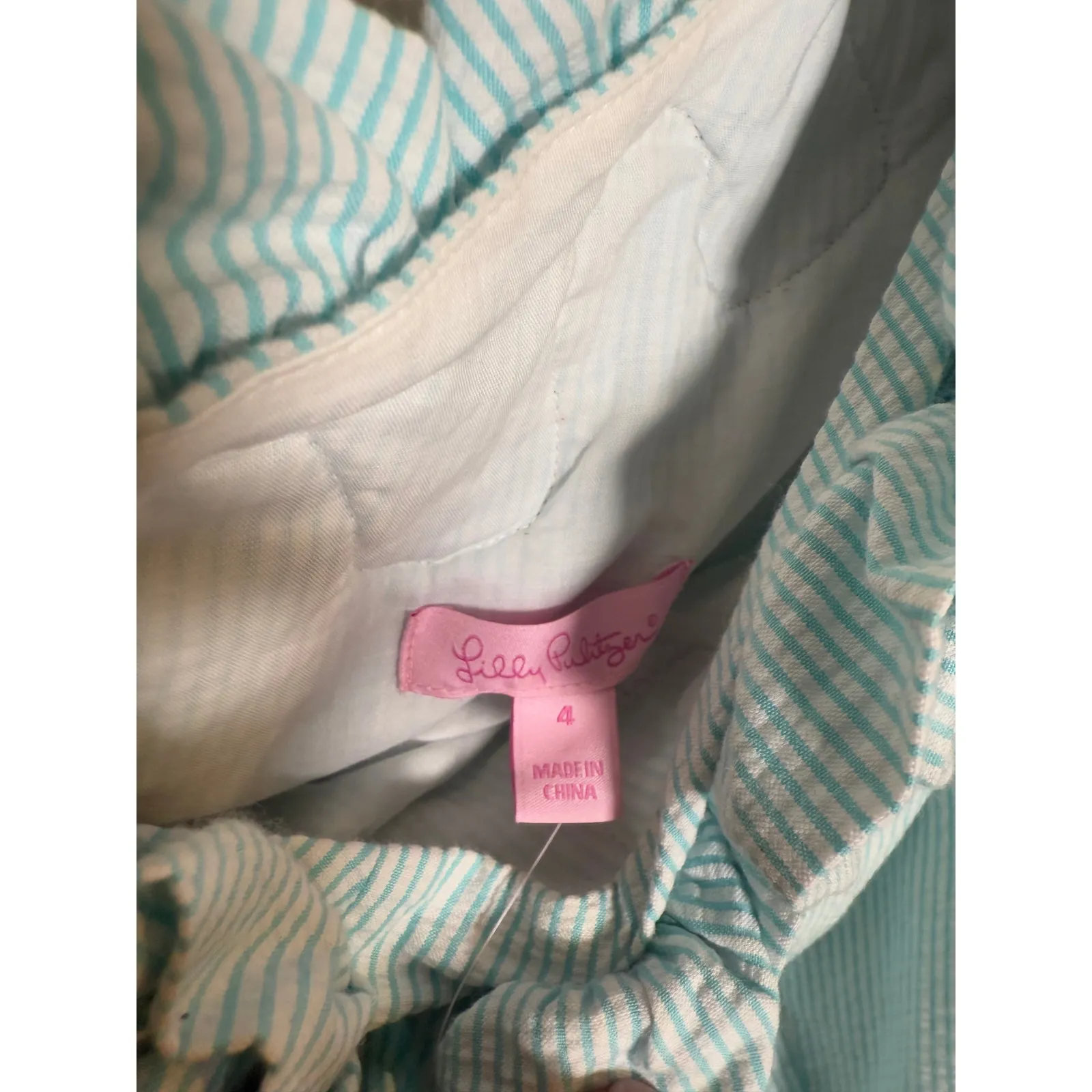 NWT Lilly Pulitzer Vivienne Shorely Blue Seersucker One-Shoulder Dress Sz 4 - Image 4